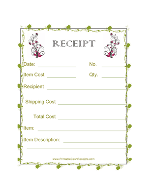 Floral Receipts (4 per page) cash receipt