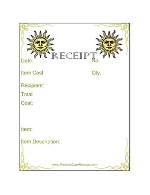Renaissance Fair Receipts (4 per page) cash receipt