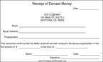 Receipts for Earnest Money (2 per page)