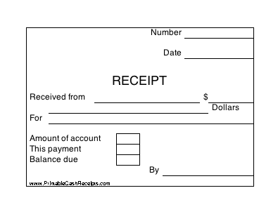 Printable Cash Receipt (4 per page) cash receipt