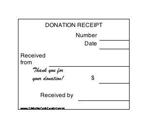 Donation Receipt (6 per page) cash receipt