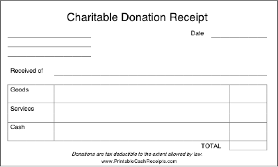 Charitable Donation Receipt cash receipt