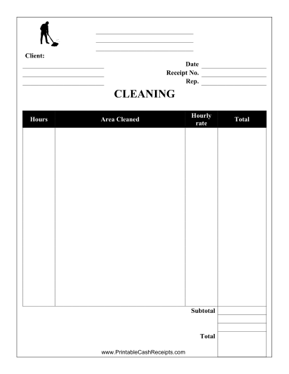 Cleaning Service Invoice cash receipt