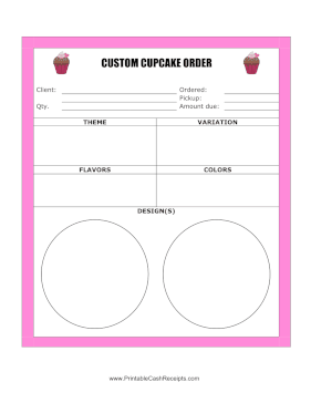Custom Cupcake Order Receipt cash receipt