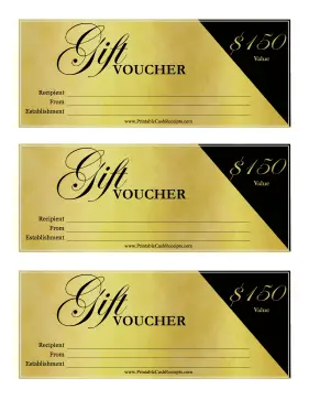 Fancy Gift Voucher 150 cash receipt