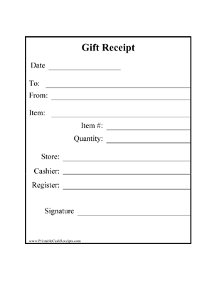 Gift Receipts (4 per page) cash receipt