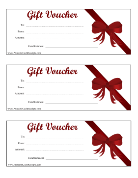 Gift Vouchers cash receipt