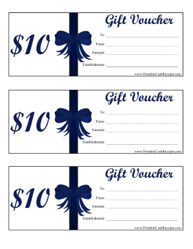 Gift Vouchers 10 Dollars cash receipt