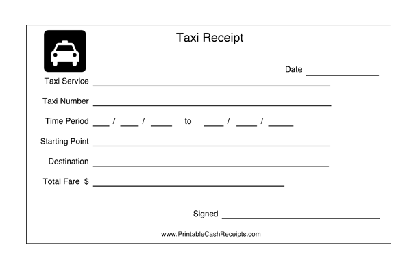 Taxi Receipts (2 per page) cash receipt