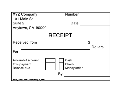 Printable Cash Receipt cash receipt