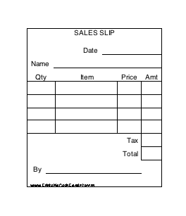 Sales Slip (6 per page) cash receipt