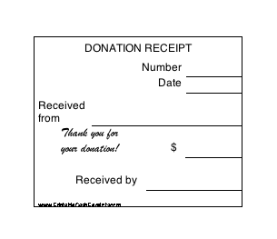 Donation Receipt (6 per page) cash receipt