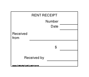 Printable Receipt - Rent (6 per page) cash receipt