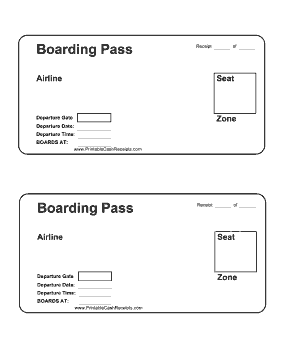Airline Boarding Pass cash receipt