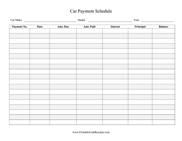 Car Payment Schedule cash receipt