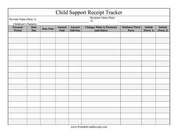 Child Support Receipt Tracker cash receipt