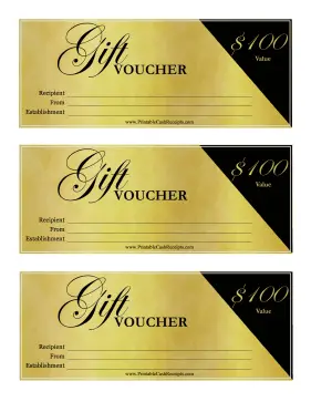 Fancy Gift Voucher 100 cash receipt