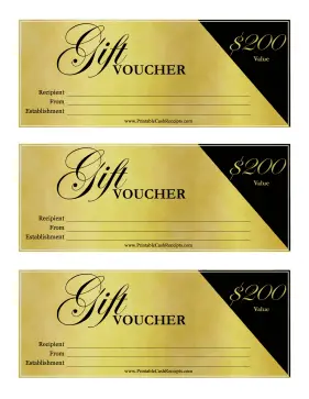Fancy Gift Voucher 200 cash receipt