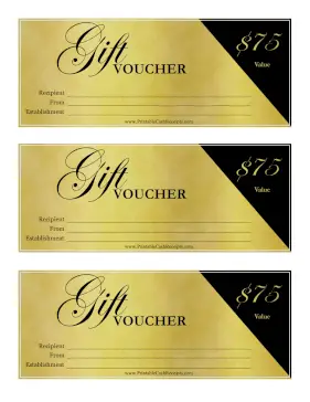 Fancy Gift Voucher 75 cash receipt
