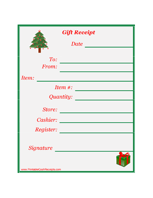 Gift Receipts Christmas (4 per page) cash receipt