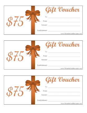 Gift Vouchers 75 Dollars cash receipt