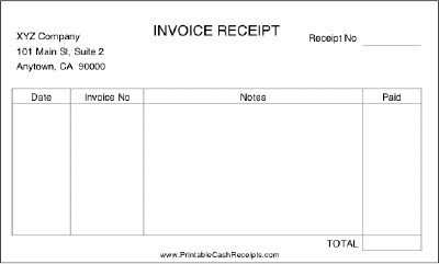Invoice Receipt cash receipt