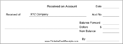 Payment on Account Receipt cash receipt