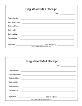 Registered Mail Receipt cash receipt
