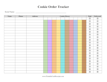 Scout Cookie Order Tracker cash receipt