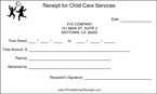 Receipts For Child Care (2 per page)