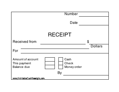 Printable Cash Receipt cash receipt
