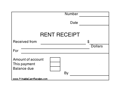 Blank Rent Receipt (4 per page) cash receipt