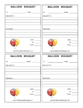 Balloon Bouquet Receipts cash receipt