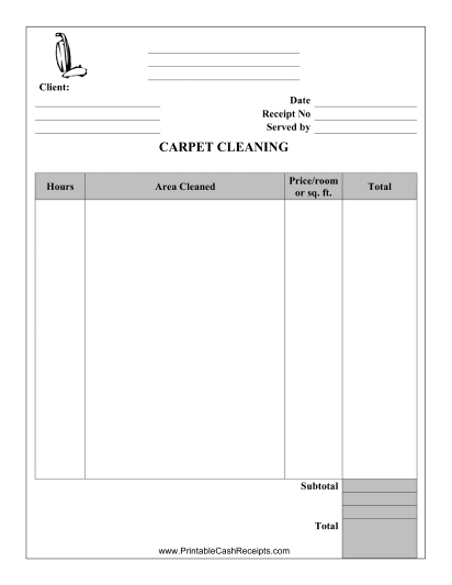 Carpet Cleaning Receipt cash receipt