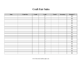 Craft Fair Sales Tracker cash receipt