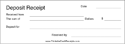Deposit Receipt cash receipt