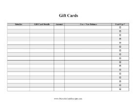 Gift Card Balance Tracker cash receipt