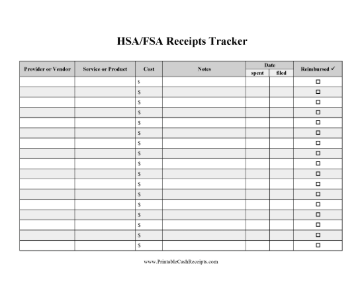 HSA FSA Receipt Tracker cash receipt