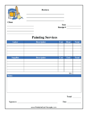 House Painter Receipt cash receipt