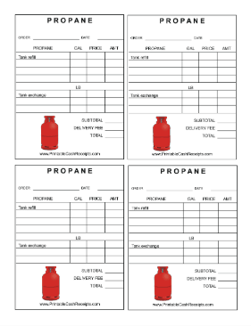 Propane Fill Or Exchange Receipts cash receipt