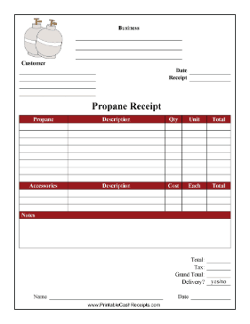 Propane Receipt cash receipt
