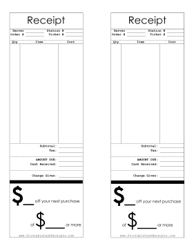 Receipt With Coupon cash receipt
