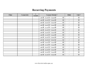 Recurring Payments Tracker cash receipt