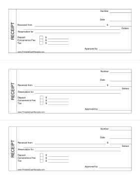 Reservation Receipt cash receipt