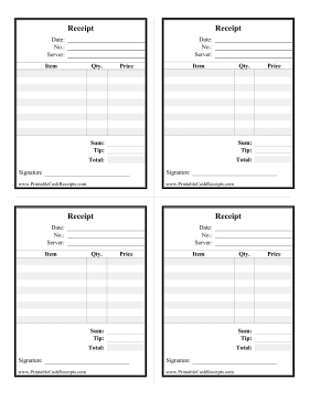 Simple Restaurant Receipts cash receipt