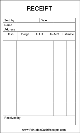 Simple Sales Receipt cash receipt