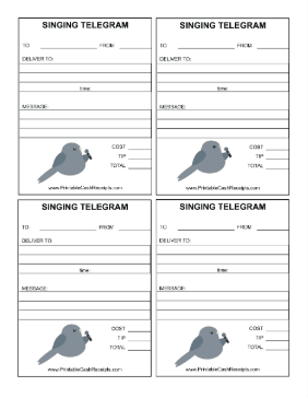 Singing Telegram Receipts cash receipt