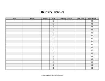 Sold Items Delivery Tracker cash receipt