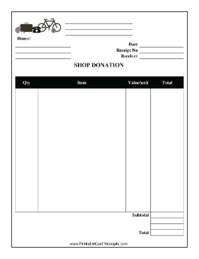 Thrift Shop Donation Receipt cash receipt