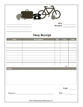 Thrift Store Purchase Receipt cash receipt